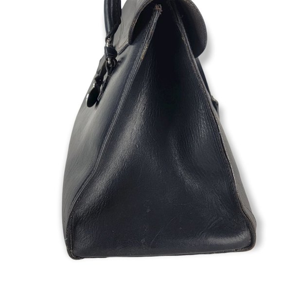 Vintage Dooney & Bourke Black Leather Satchel Bag with Key and Lock Italy - Picture 3 of 16